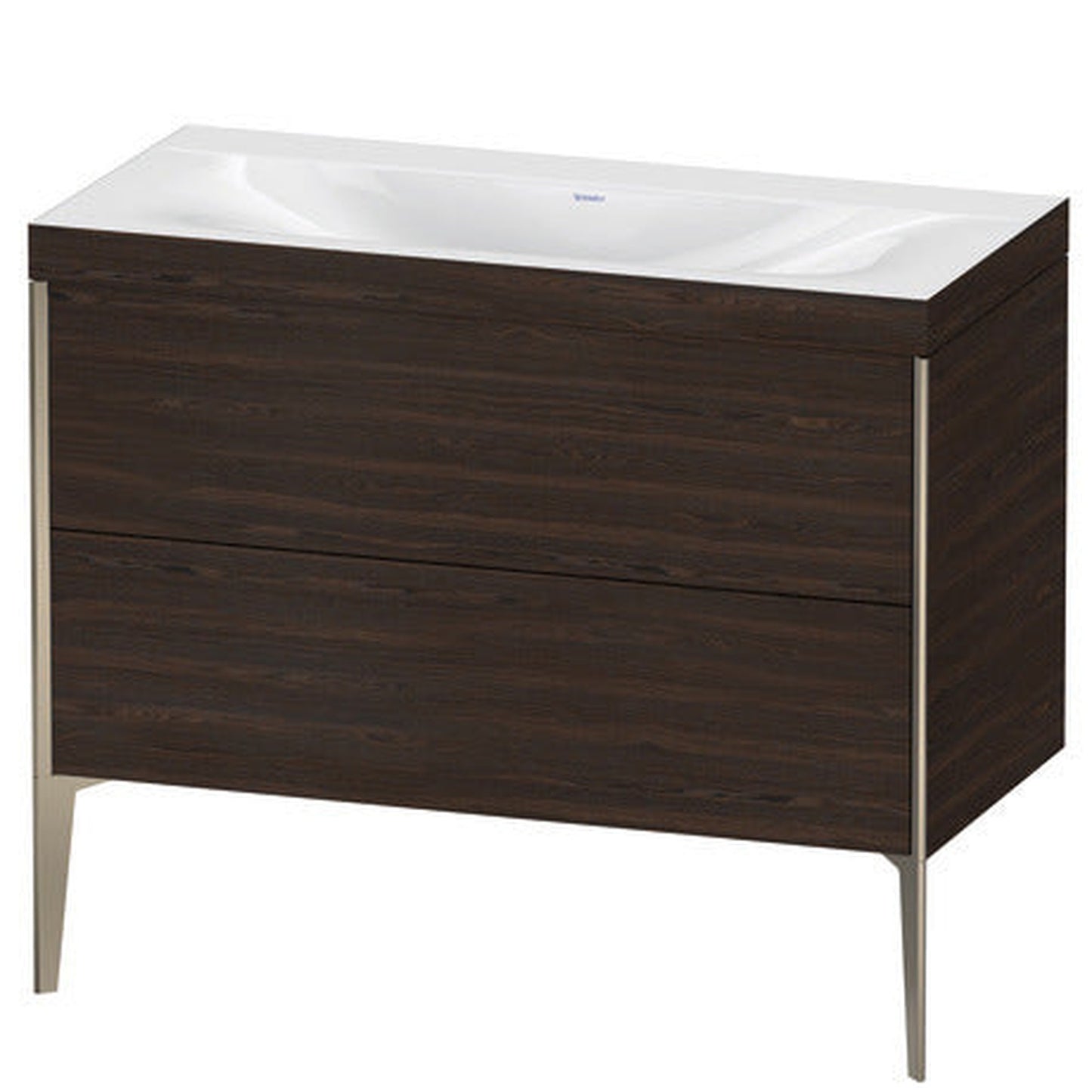 Duravit XViu 39" x 39" x 19" Two Drawer C-Bonded Floorstanding Vanity Kit Without Tap Hole, Walnut Brushed (XV4711NB169C)