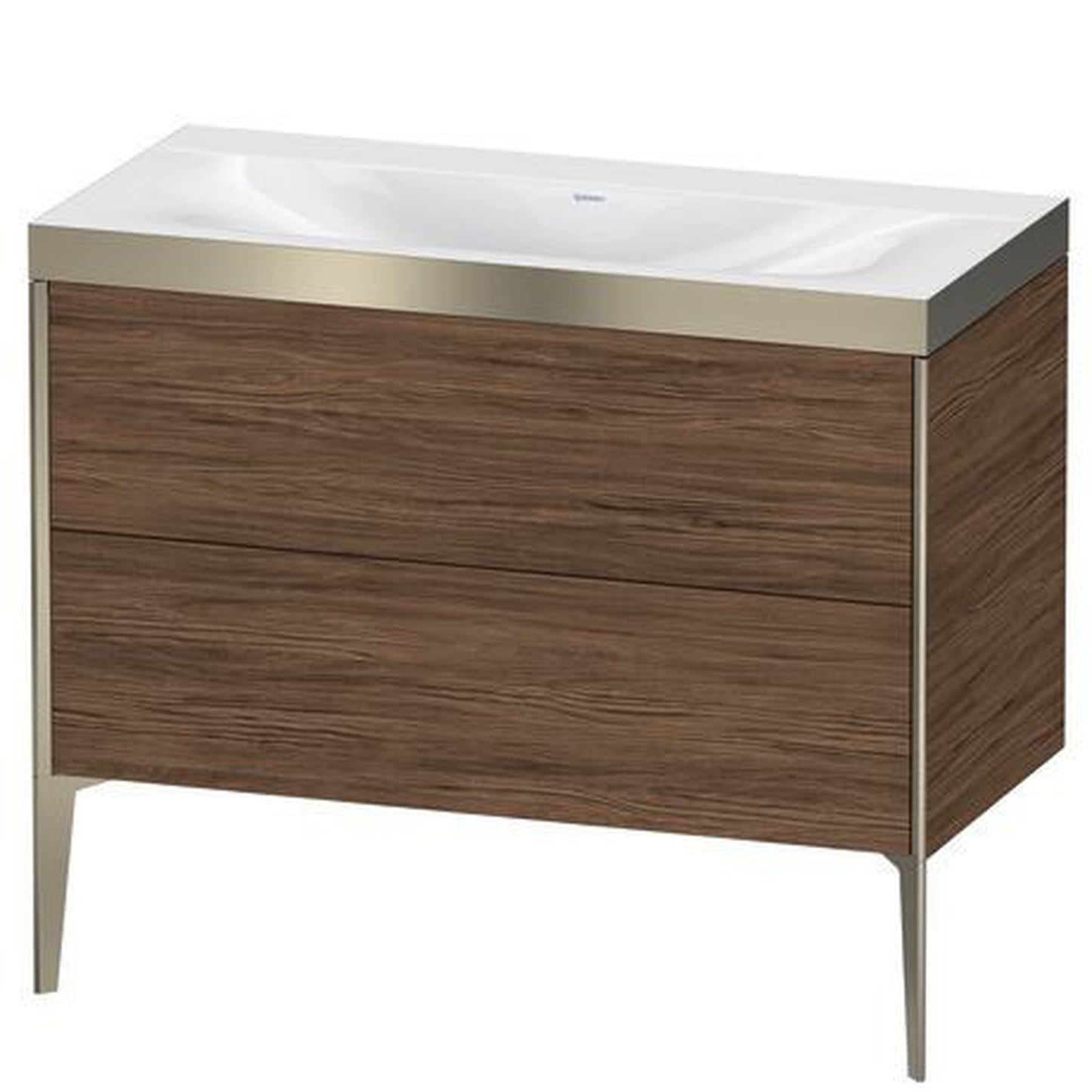 Duravit XViu 39" x 39" x 19" Two Drawer C-Bonded Floorstanding Vanity Kit Without Tap Hole, Walnut Dark (XV4711NB121P)
