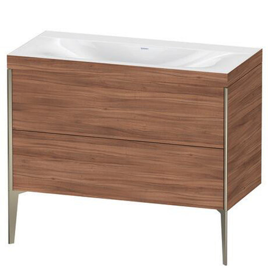 Duravit XViu 39" x 39" x 19" Two Drawer C-Bonded Floorstanding Vanity Kit Without Tap Hole, Walnut (XV4711NB179C)