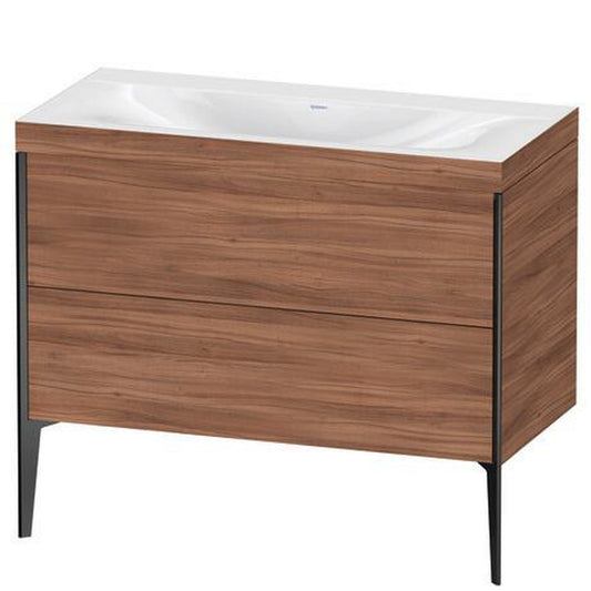 Duravit XViu 39" x 39" x 19" Two Drawer C-Bonded Floorstanding Vanity Kit Without Tap Hole, Walnut (XV4711NB279C)
