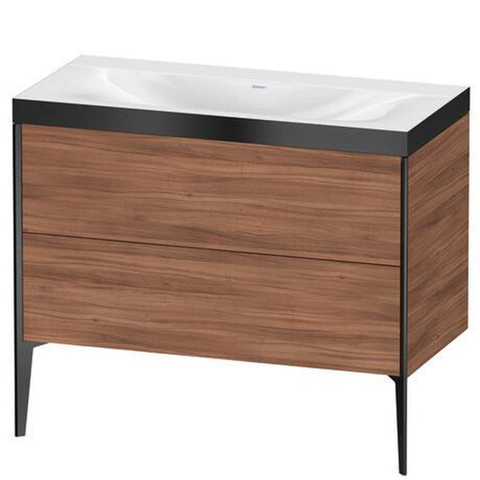 Duravit XViu 39" x 39" x 19" Two Drawer C-Bonded Floorstanding Vanity Kit Without Tap Hole, Walnut (XV4711NB279P)