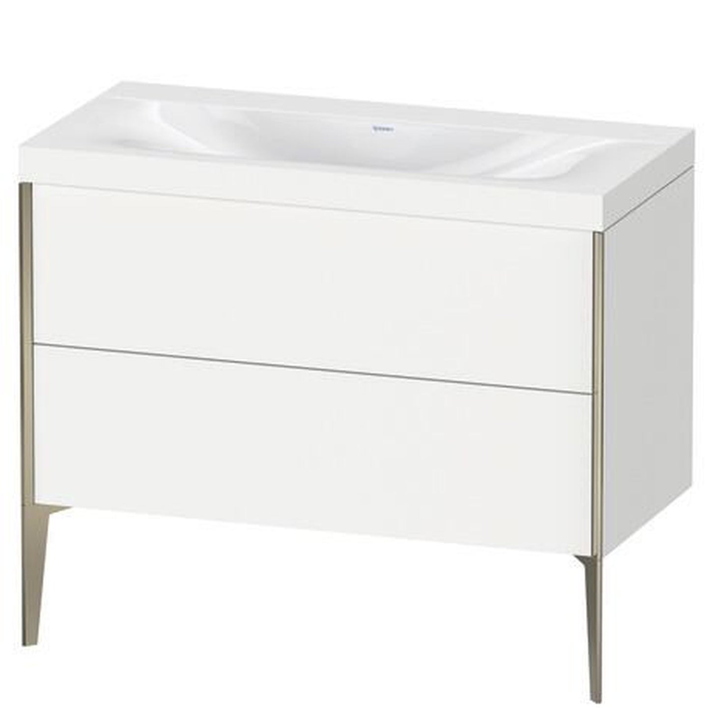 Duravit XViu 39" x 39" x 19" Two Drawer C-Bonded Floorstanding Vanity Kit Without Tap Hole, White (XV4711NB118C)