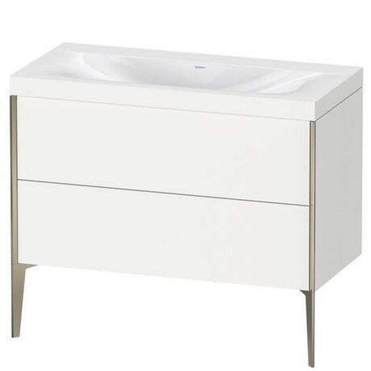 Duravit XViu 39" x 39" x 19" Two Drawer C-Bonded Floorstanding Vanity Kit Without Tap Hole, White (XV4711NB118C)