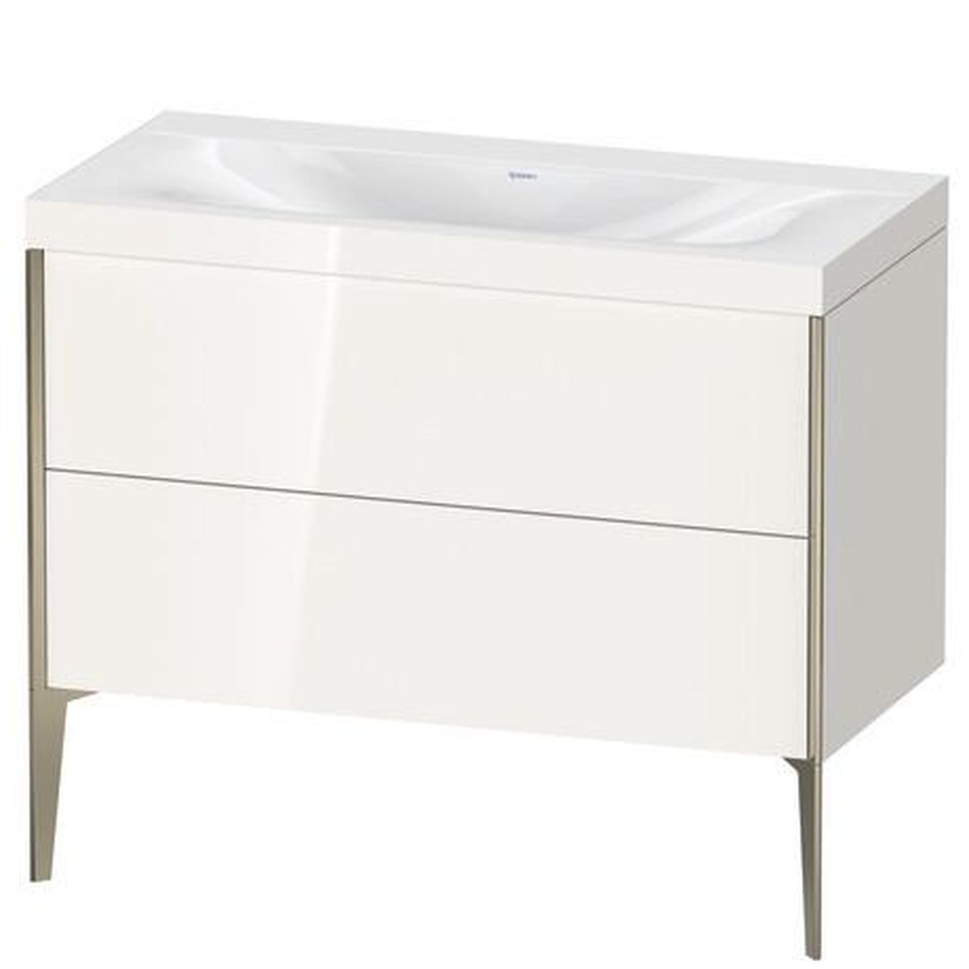 Duravit XViu 39" x 39" x 19" Two Drawer C-Bonded Floorstanding Vanity Kit Without Tap Hole, White (XV4711NB122C)