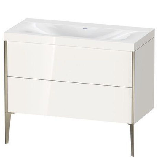 Duravit XViu 39" x 39" x 19" Two Drawer C-Bonded Floorstanding Vanity Kit Without Tap Hole, White (XV4711NB122C)