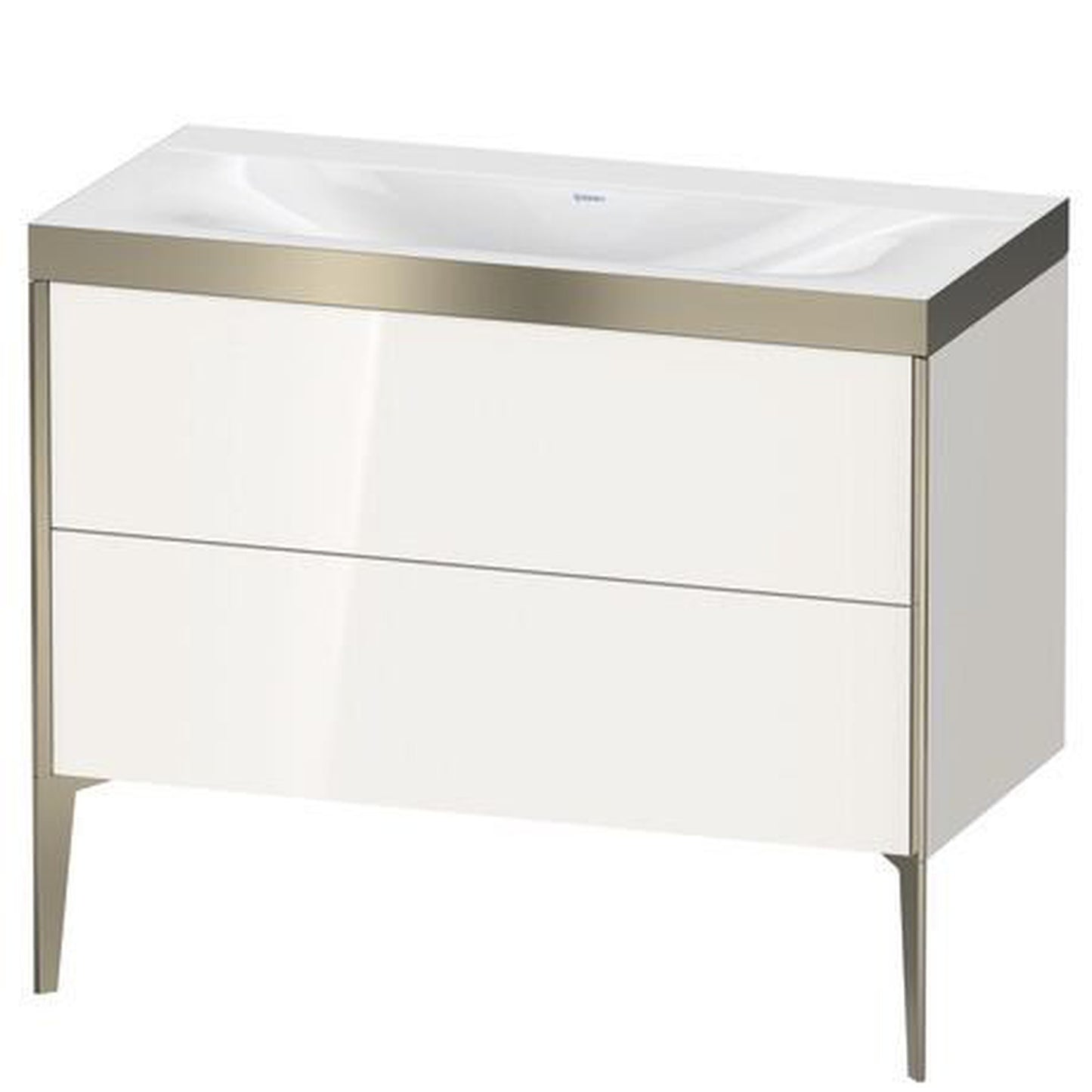 Duravit XViu 39" x 39" x 19" Two Drawer C-Bonded Floorstanding Vanity Kit Without Tap Hole, White (XV4711NB122P)