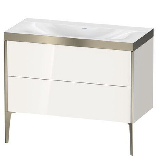 Duravit XViu 39" x 39" x 19" Two Drawer C-Bonded Floorstanding Vanity Kit Without Tap Hole, White (XV4711NB122P)