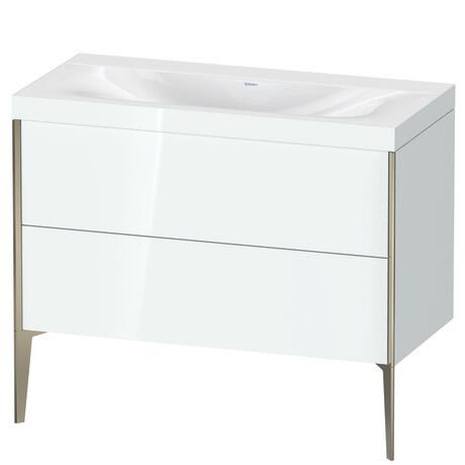 Duravit XViu 39" x 39" x 19" Two Drawer C-Bonded Floorstanding Vanity Kit Without Tap Hole, White (XV4711NB185C)