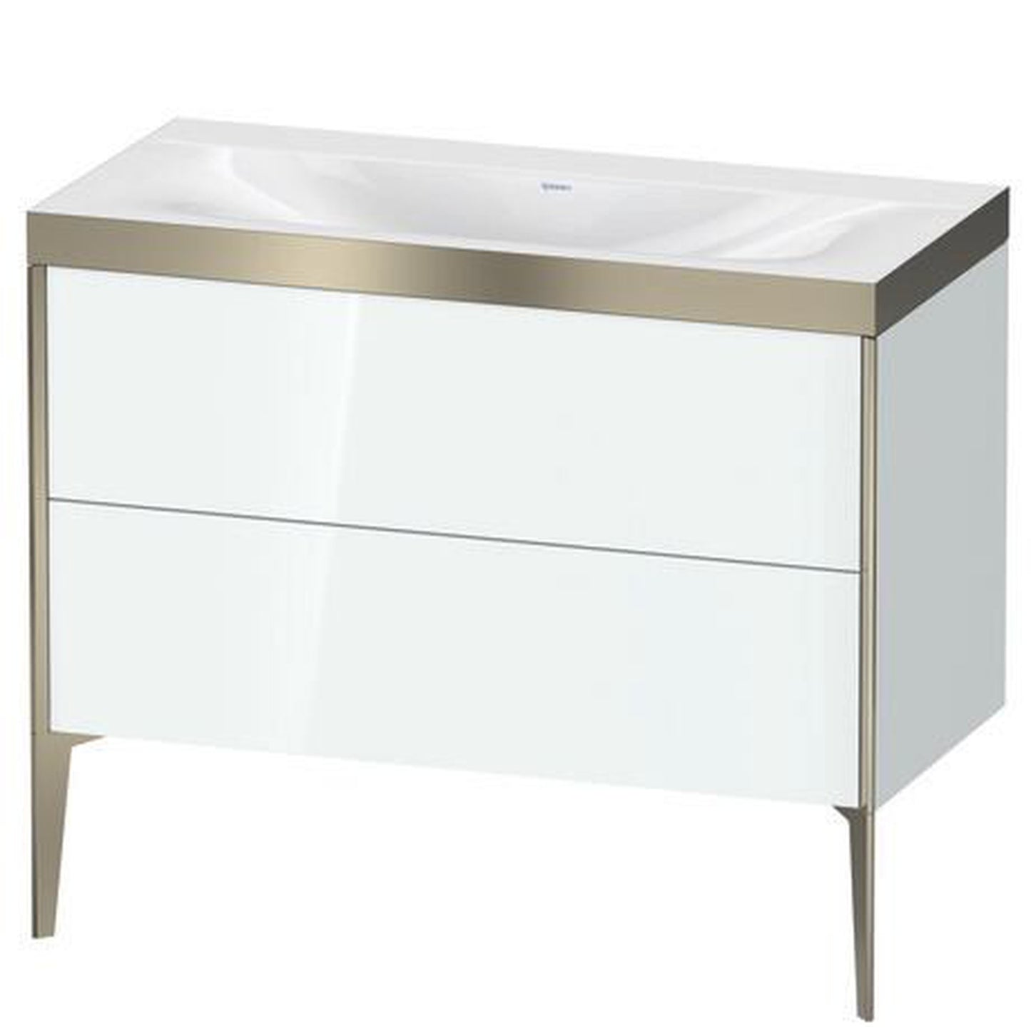 Duravit XViu 39" x 39" x 19" Two Drawer C-Bonded Floorstanding Vanity Kit Without Tap Hole, White (XV4711NB185P)