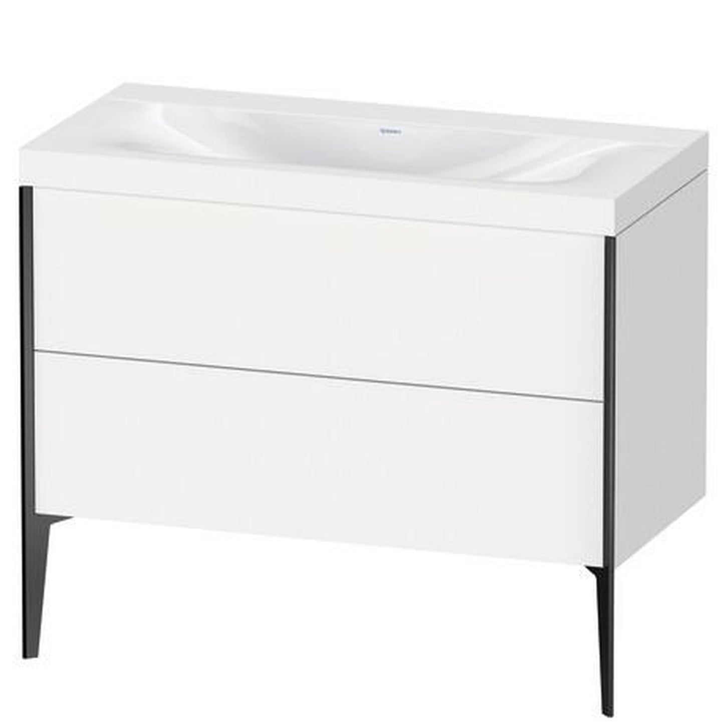 Duravit XViu 39" x 39" x 19" Two Drawer C-Bonded Floorstanding Vanity Kit Without Tap Hole, White (XV4711NB218C)