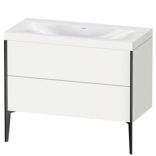 Duravit XViu 39" x 39" x 19" Two Drawer C-Bonded Floorstanding Vanity Kit Without Tap Hole, White (XV4711NB218C)