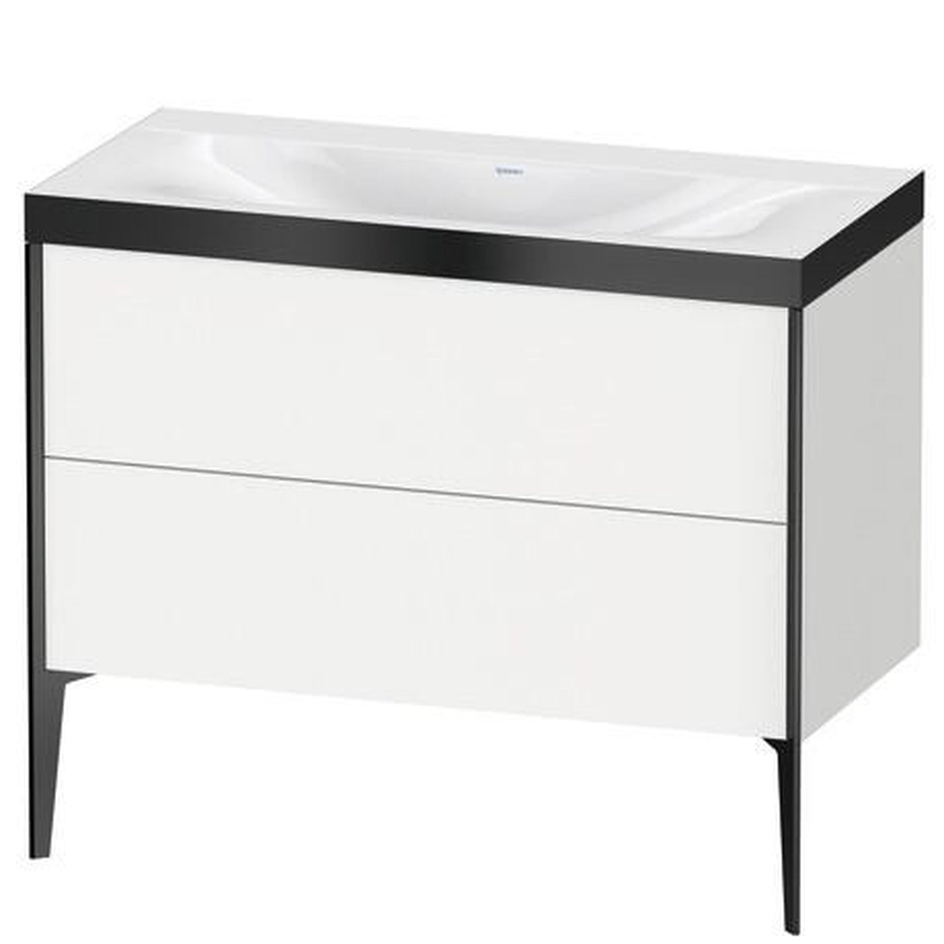 Duravit XViu 39" x 39" x 19" Two Drawer C-Bonded Floorstanding Vanity Kit Without Tap Hole, White (XV4711NB218P)