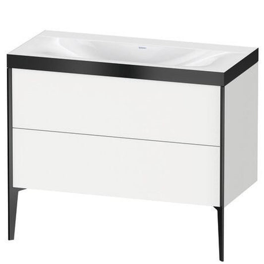 Duravit XViu 39" x 39" x 19" Two Drawer C-Bonded Floorstanding Vanity Kit Without Tap Hole, White (XV4711NB218P)