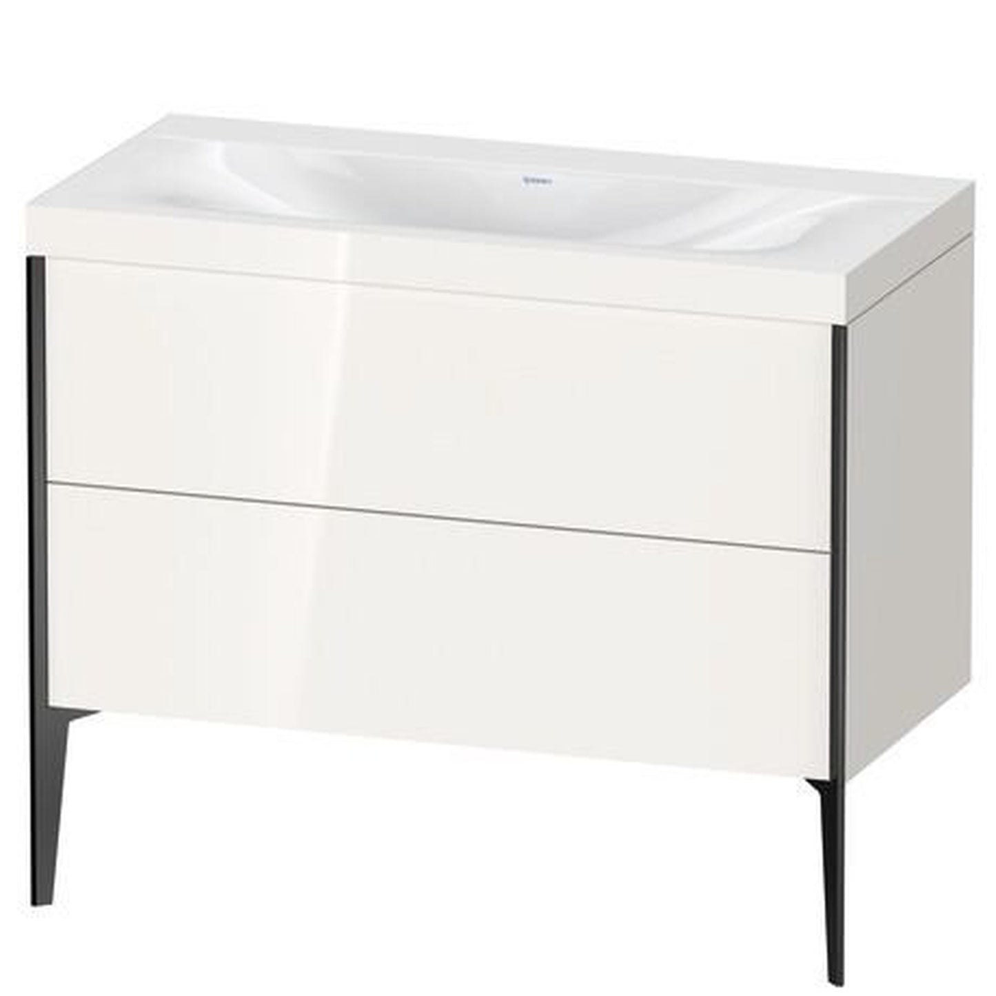 Duravit XViu 39" x 39" x 19" Two Drawer C-Bonded Floorstanding Vanity Kit Without Tap Hole, White (XV4711NB222C)
