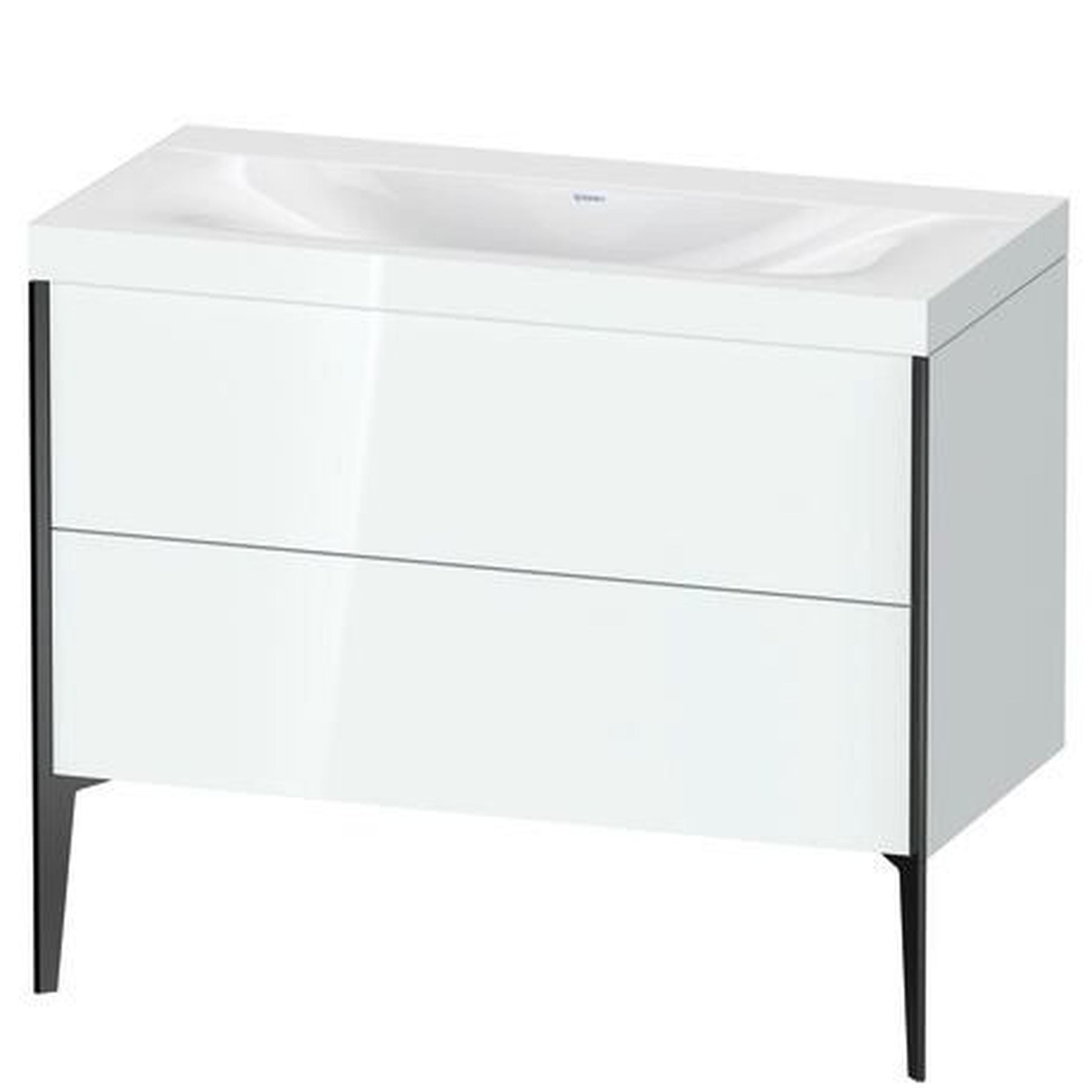 Duravit XViu 39" x 39" x 19" Two Drawer C-Bonded Floorstanding Vanity Kit Without Tap Hole, White (XV4711NB285C)