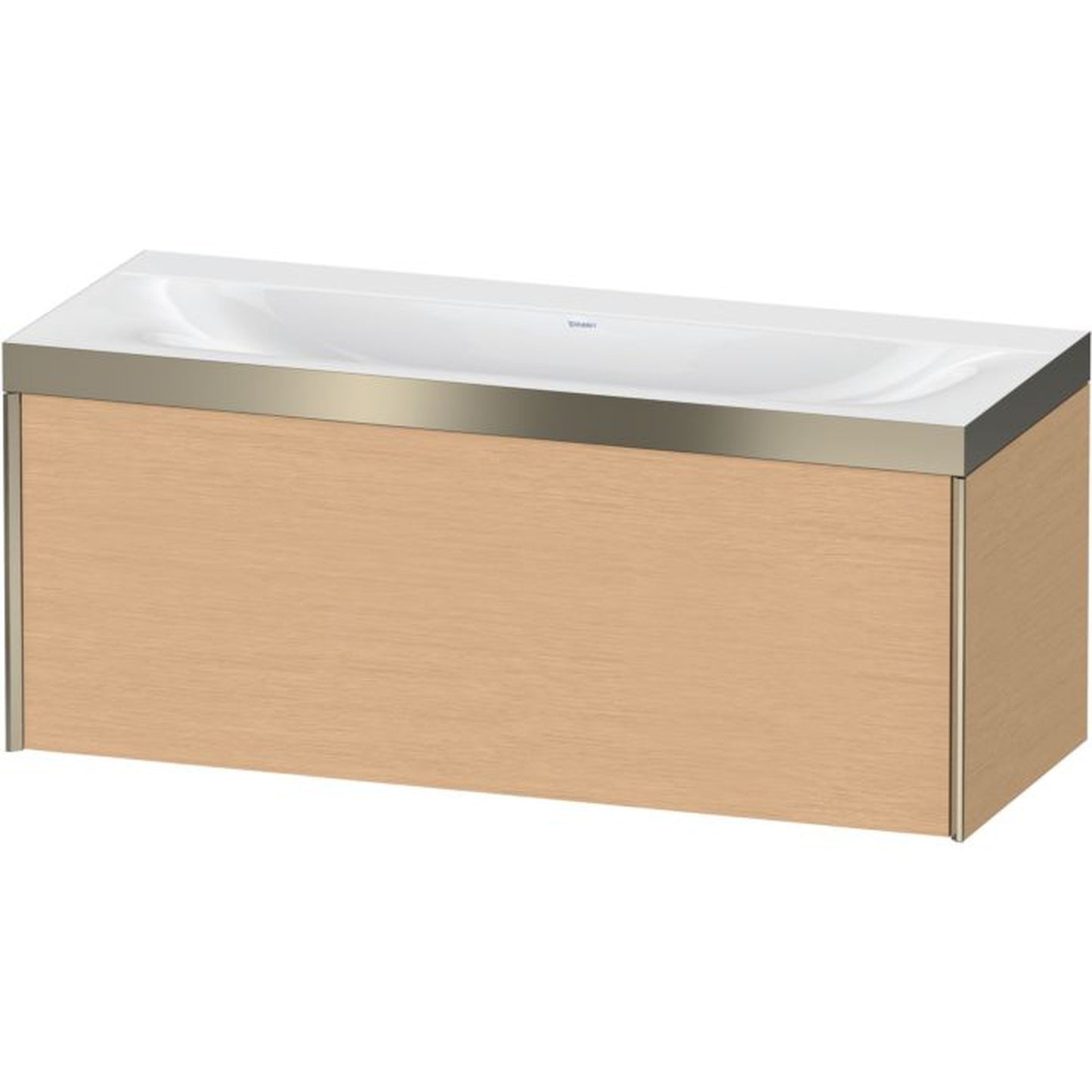 Duravit XViu 47" x 20" x 19" One Drawer C-Bonded Wall-Mount Vanity Kit Without Tap Hole, Brushed Oak (XV4612NB112P)