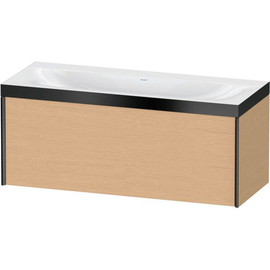 Duravit XViu 47" x 20" x 19" One Drawer C-Bonded Wall-Mount Vanity Kit Without Tap Hole, Brushed Oak (XV4612NB212P)