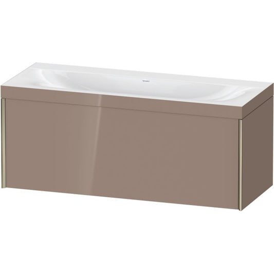 Duravit XViu 47" x 20" x 19" One Drawer C-Bonded Wall-Mount Vanity Kit Without Tap Hole, Cappuccino (XV4612NB186C)