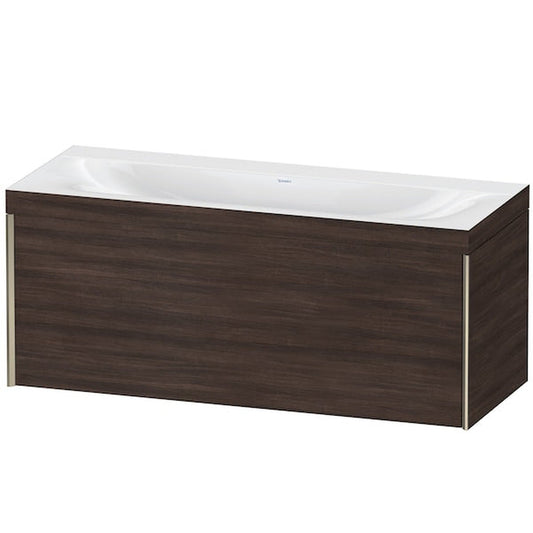Duravit XViu 47" x 20" x 19" One Drawer C-Bonded Wall-Mount Vanity Kit Without Tap Hole, Chestnut Dark (XV4612NB153C)