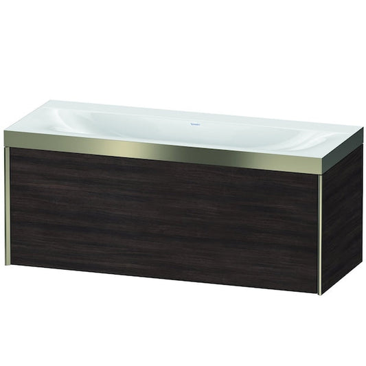 Duravit XViu 47" x 20" x 19" One Drawer C-Bonded Wall-Mount Vanity Kit Without Tap Hole, Chestnut Dark (XV4612NB153P)