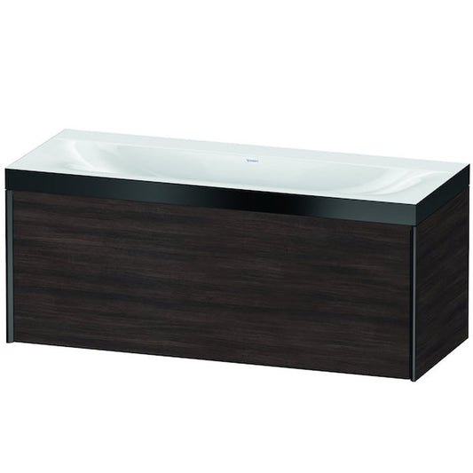 Duravit XViu 47" x 20" x 19" One Drawer C-Bonded Wall-Mount Vanity Kit Without Tap Hole, Chestnut Dark (XV4612NB253P)