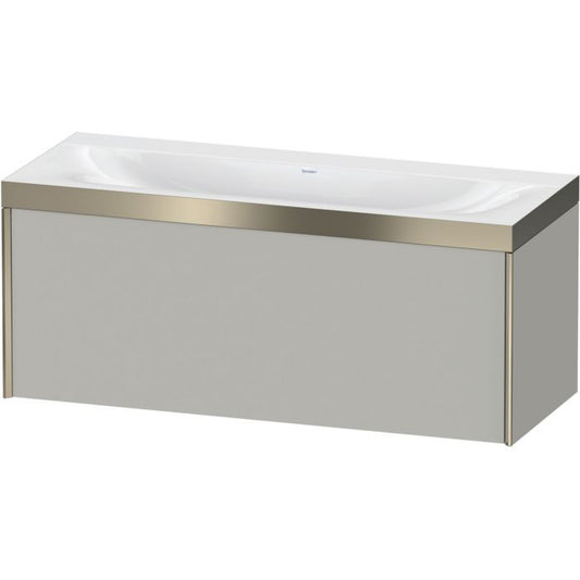 Duravit XViu 47" x 20" x 19" One Drawer C-Bonded Wall-Mount Vanity Kit Without Tap Hole, Concrete Gray (XV4612NB107P)