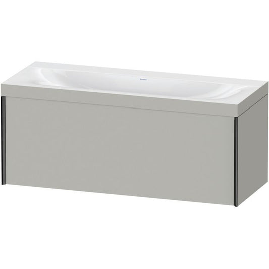 Duravit XViu 47" x 20" x 19" One Drawer C-Bonded Wall-Mount Vanity Kit Without Tap Hole, Concrete Gray (XV4612NB207C)