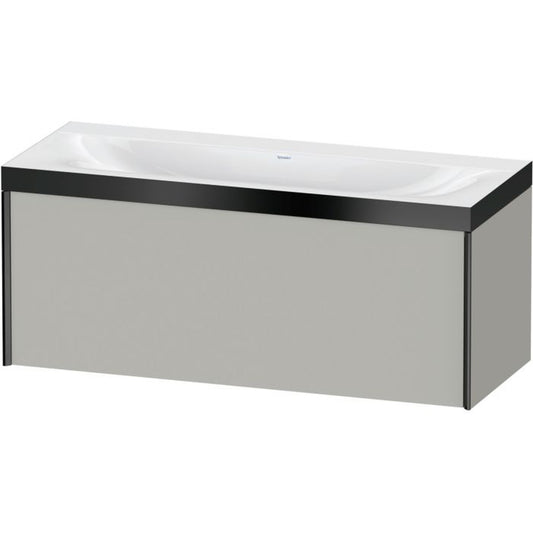 Duravit XViu 47" x 20" x 19" One Drawer C-Bonded Wall-Mount Vanity Kit Without Tap Hole, Concrete Gray (XV4612NB207P)