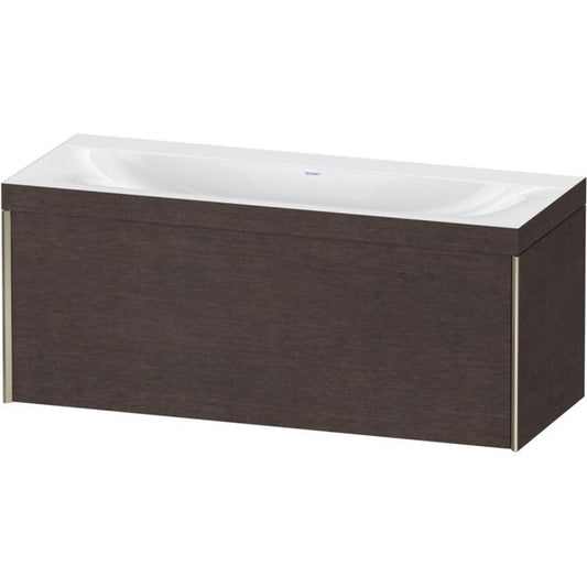 Duravit XViu 47" x 20" x 19" One Drawer C-Bonded Wall-Mount Vanity Kit Without Tap Hole, Dark Brushed Oak (XV4612NB172C)