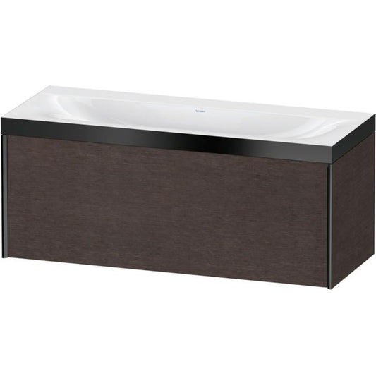 Duravit XViu 47" x 20" x 19" One Drawer C-Bonded Wall-Mount Vanity Kit Without Tap Hole, Dark Brushed Oak (XV4612NB272P)