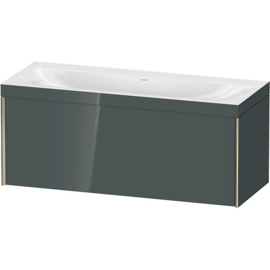 Duravit XViu 47" x 20" x 19" One Drawer C-Bonded Wall-Mount Vanity Kit Without Tap Hole, Dolomite Gray (XV4612NB138C)