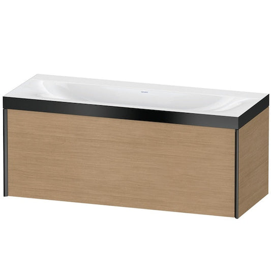 Duravit XViu 47" x 20" x 19" One Drawer C-Bonded Wall-Mount Vanity Kit Without Tap Hole, European Oak (XV4612NB252P)