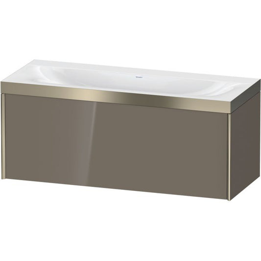 Duravit XViu 47" x 20" x 19" One Drawer C-Bonded Wall-Mount Vanity Kit Without Tap Hole, Flannel Gray (XV4612NB189P)