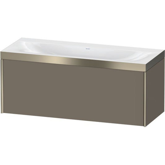 Duravit XViu 47" x 20" x 19" One Drawer C-Bonded Wall-Mount Vanity Kit Without Tap Hole, Flannel Gray (XV4612NB190P)