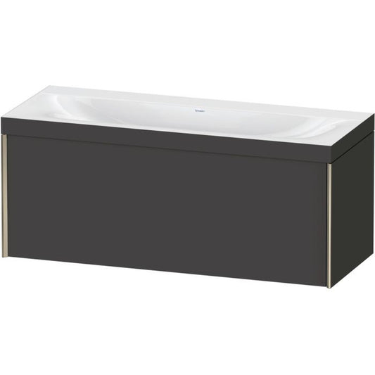Duravit XViu 47" x 20" x 19" One Drawer C-Bonded Wall-Mount Vanity Kit Without Tap Hole, Graphite (XV4612NB180C)