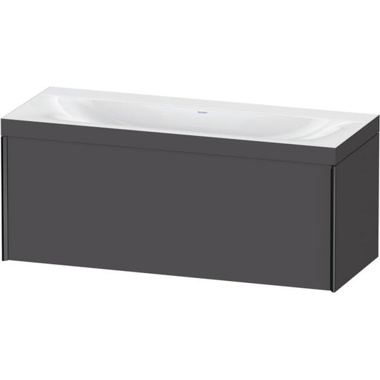 Duravit XViu 47" x 20" x 19" One Drawer C-Bonded Wall-Mount Vanity Kit Without Tap Hole, Graphite (XV4612NB249C)