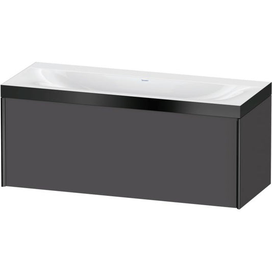 Duravit XViu 47" x 20" x 19" One Drawer C-Bonded Wall-Mount Vanity Kit Without Tap Hole, Graphite (XV4612NB249P)
