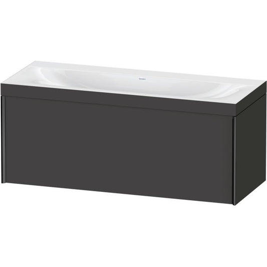 Duravit XViu 47" x 20" x 19" One Drawer C-Bonded Wall-Mount Vanity Kit Without Tap Hole, Graphite (XV4612NB280C)