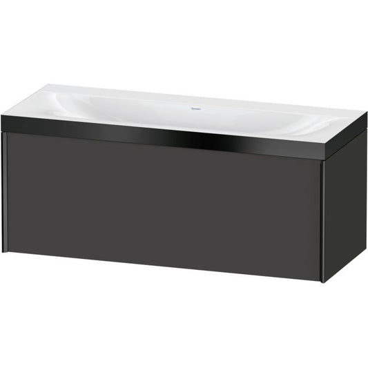 Duravit XViu 47" x 20" x 19" One Drawer C-Bonded Wall-Mount Vanity Kit Without Tap Hole, Graphite (XV4612NB280P)