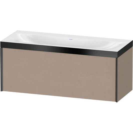 Duravit XViu 47" x 20" x 19" One Drawer C-Bonded Wall-Mount Vanity Kit Without Tap Hole, Linen (XV4612NB275P)