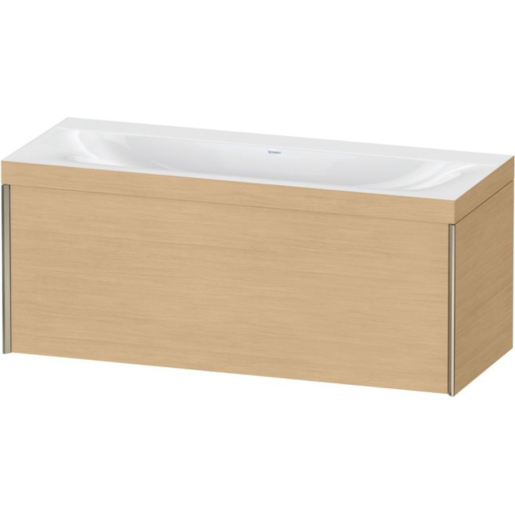 Duravit XViu 47" x 20" x 19" One Drawer C-Bonded Wall-Mount Vanity Kit Without Tap Hole, Natural Oak (XV4612NB130C)