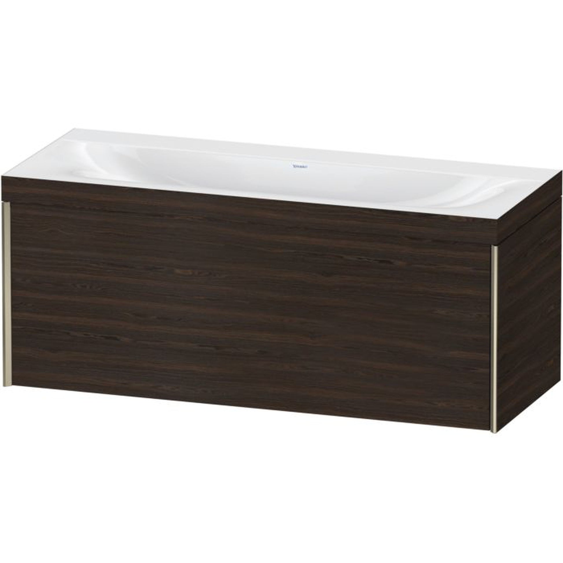 Duravit XViu 47" x 20" x 19" One Drawer C-Bonded Wall-Mount Vanity Kit Without Tap Hole, Walnut Brushed (XV4612NB169C)
