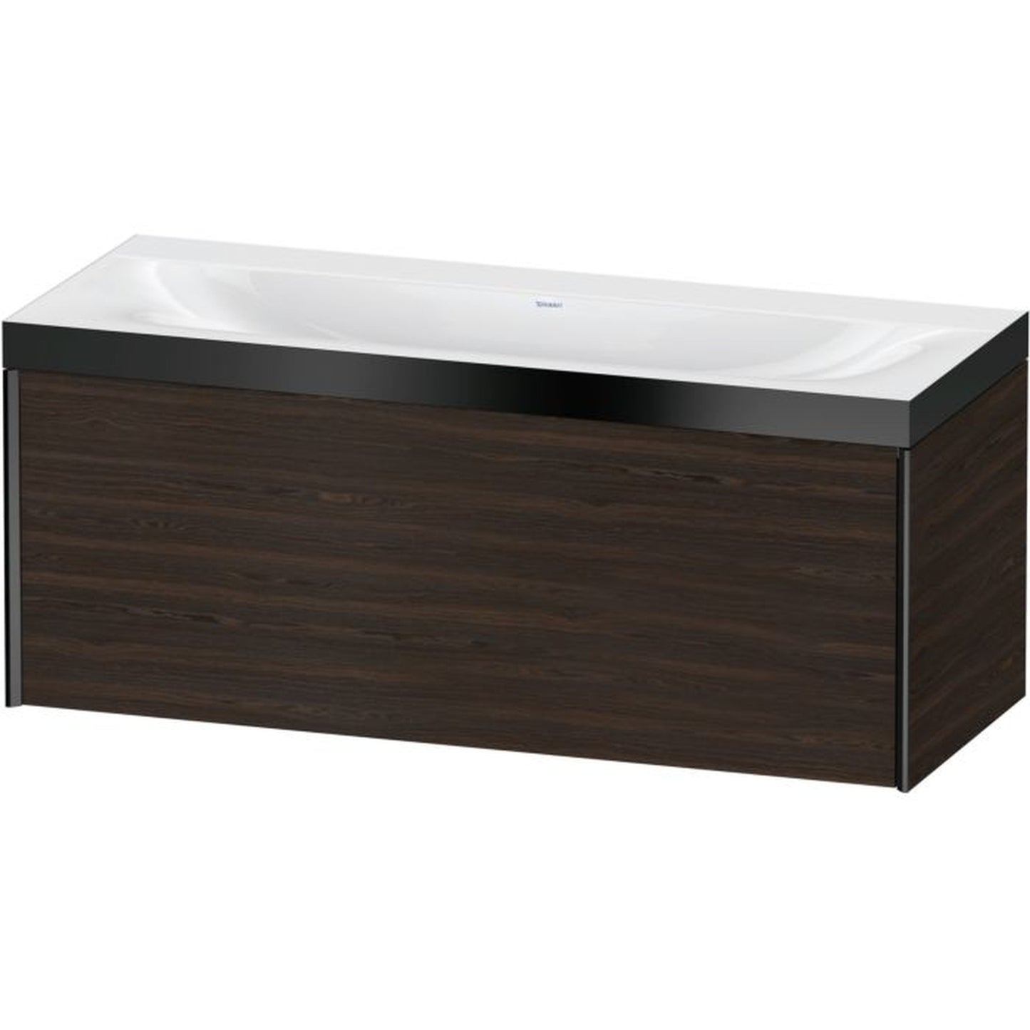 Duravit XViu 47" x 20" x 19" One Drawer C-Bonded Wall-Mount Vanity Kit Without Tap Hole, Walnut Brushed (XV4612NB269P)