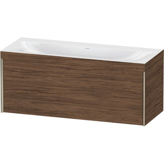 Duravit XViu 47" x 20" x 19" One Drawer C-Bonded Wall-Mount Vanity Kit Without Tap Hole, Walnut Dark (XV4612NB121C)