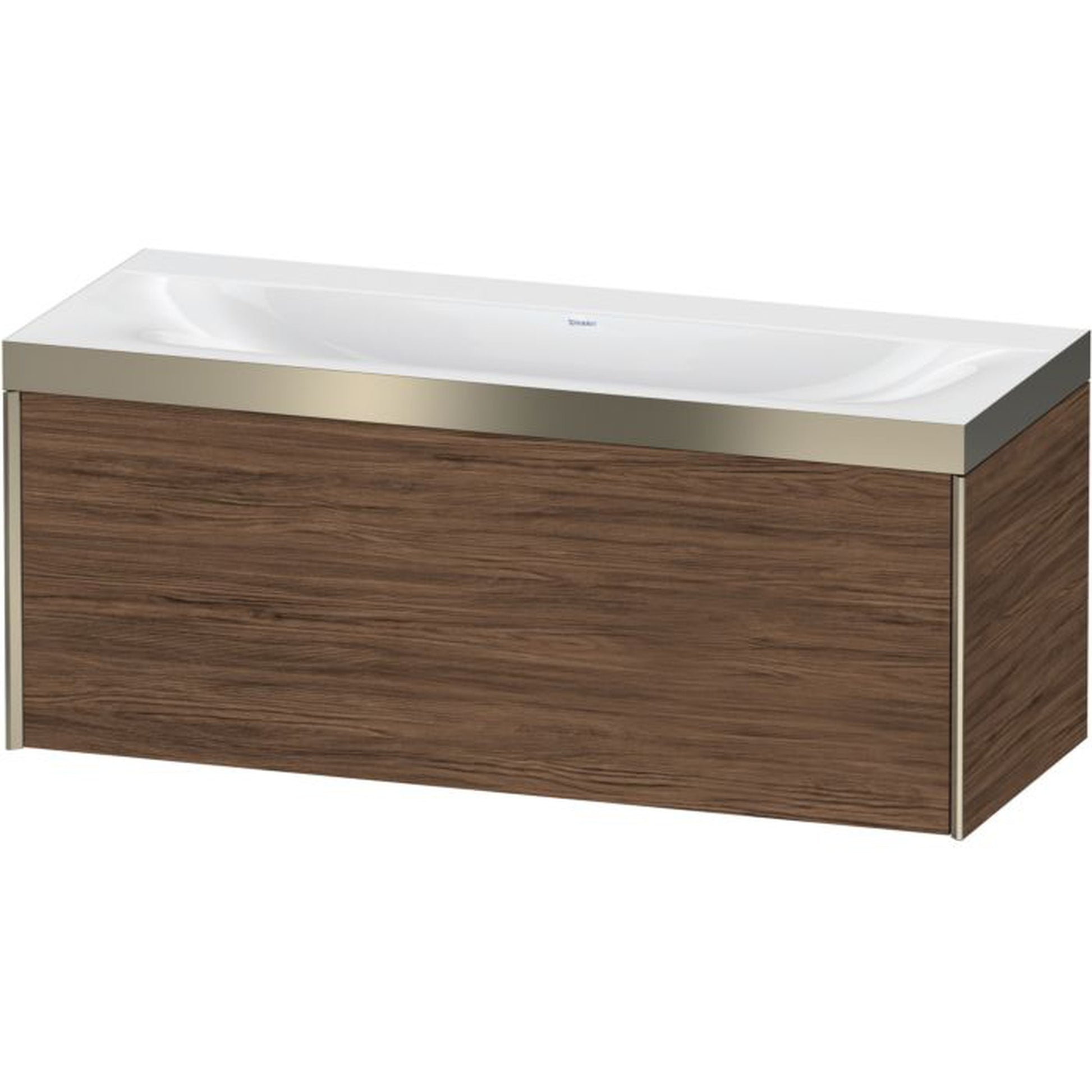 Duravit XViu 47" x 20" x 19" One Drawer C-Bonded Wall-Mount Vanity Kit Without Tap Hole, Walnut Dark (XV4612NB121P)