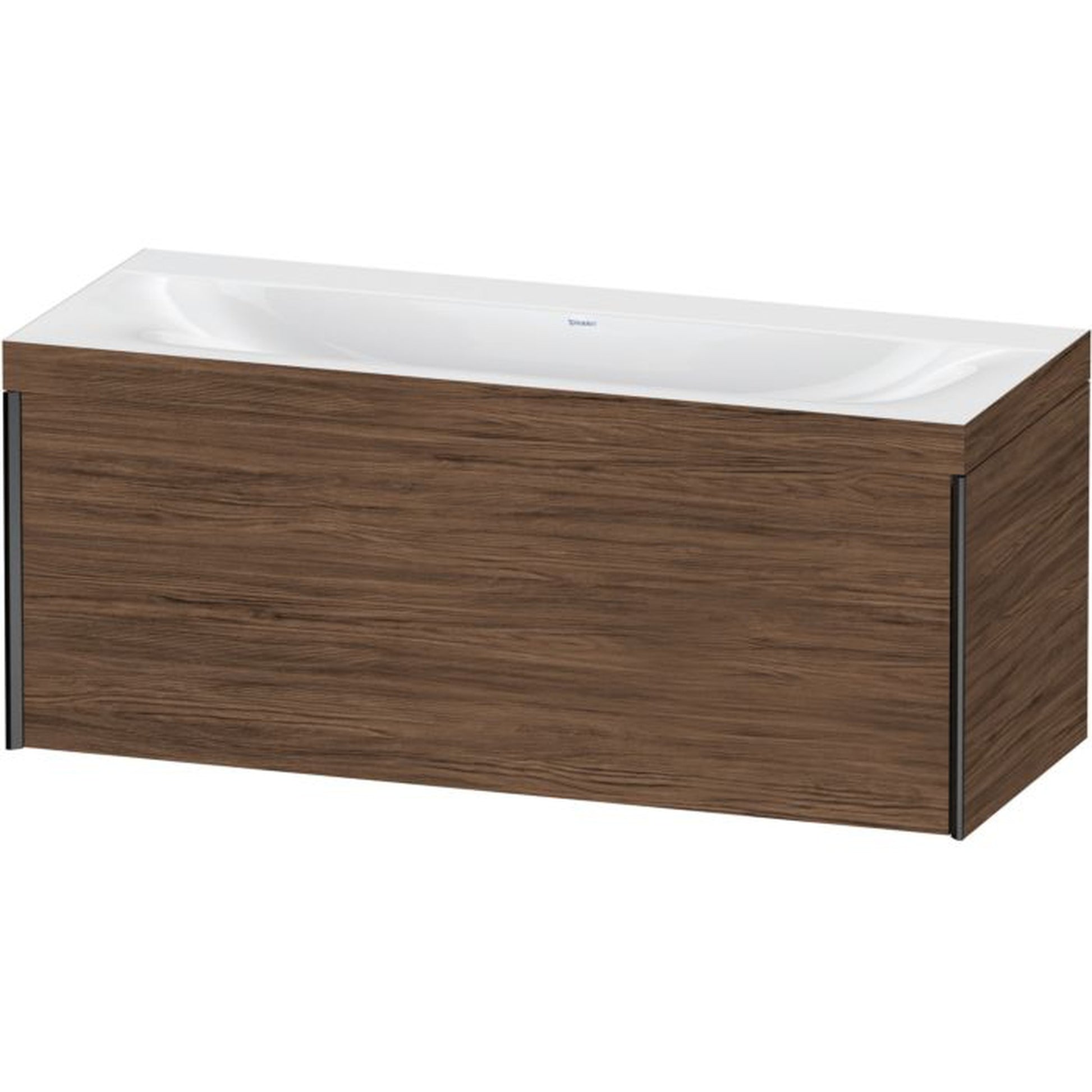 Duravit XViu 47" x 20" x 19" One Drawer C-Bonded Wall-Mount Vanity Kit Without Tap Hole, Walnut Dark (XV4612NB221C)