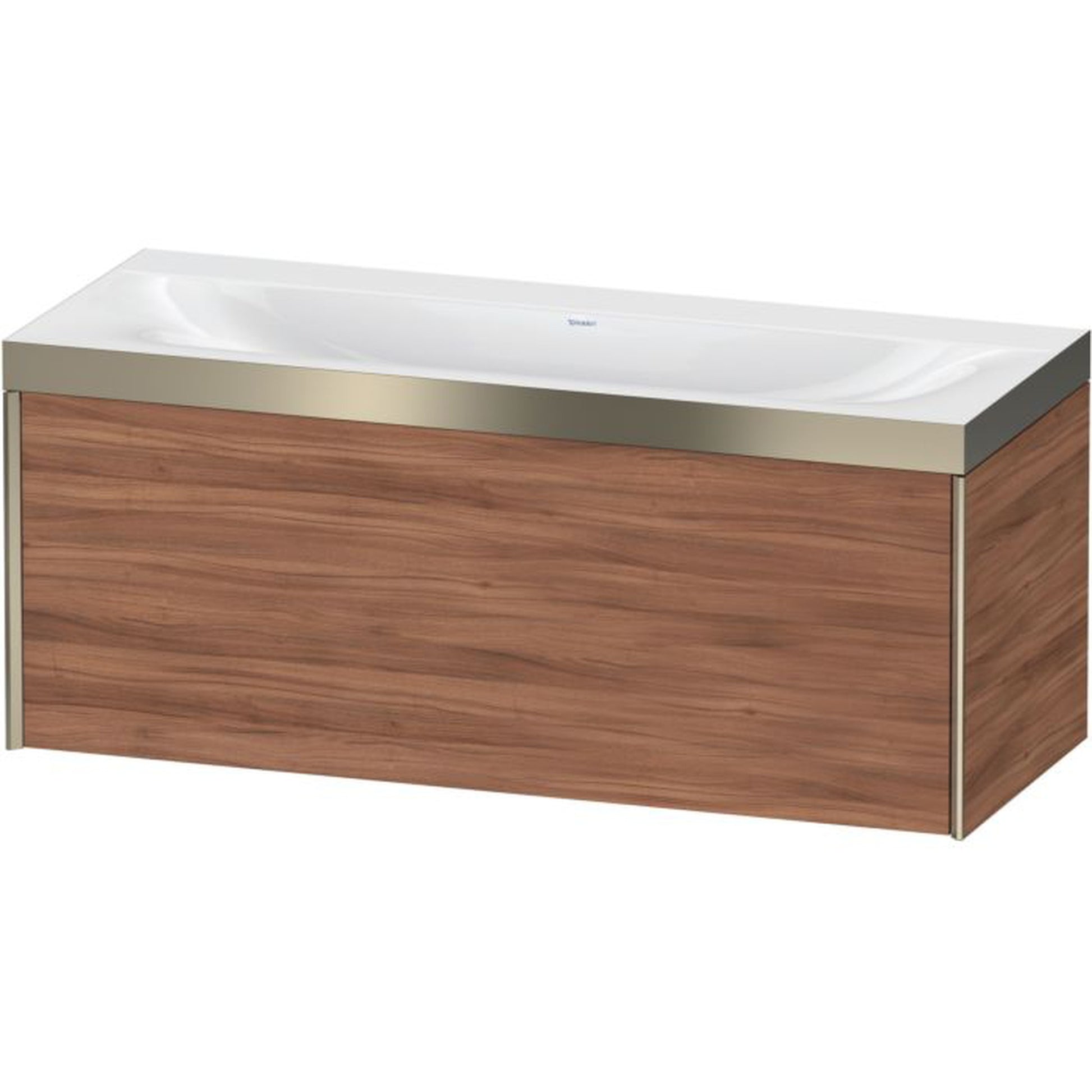 Duravit XViu 47" x 20" x 19" One Drawer C-Bonded Wall-Mount Vanity Kit Without Tap Hole, Walnut (XV4612NB179P)