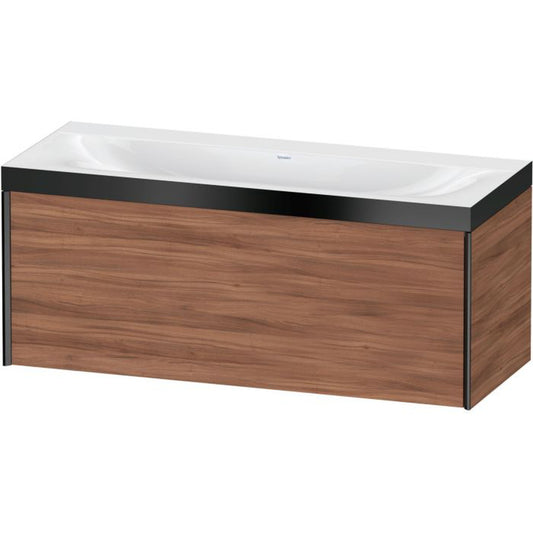 Duravit XViu 47" x 20" x 19" One Drawer C-Bonded Wall-Mount Vanity Kit Without Tap Hole, Walnut (XV4612NB279P)