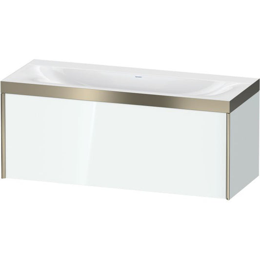 Duravit XViu 47" x 20" x 19" One Drawer C-Bonded Wall-Mount Vanity Kit Without Tap Hole, White (XV4612NB185P)