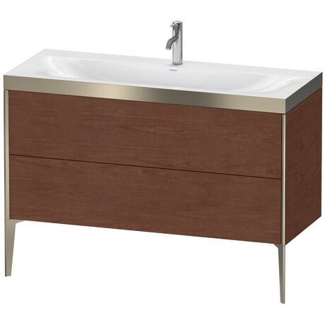 Duravit XViu 47" x 47" x 19" Two Drawer C-Bonded Floorstanding Vanity Kit With One Tap Hole, American Walnut (XV4712OB113P)